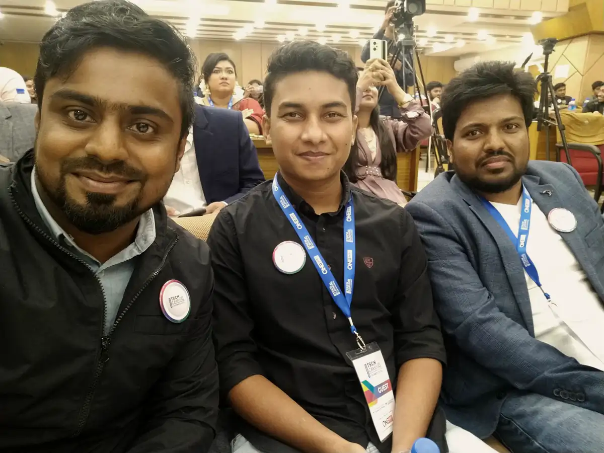 Abdul Mannan Zinnat with Shohag360 and another attendee in a conference hall